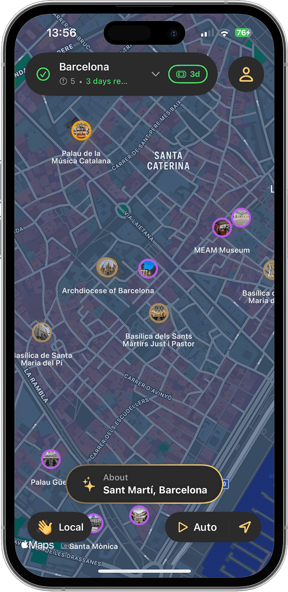 Waytale app showing POI details